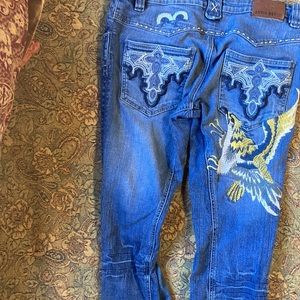 Antik denim eagle embroidered  jeans